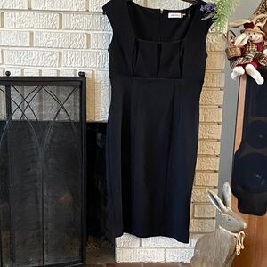 Calvin Klein Black Cap-Sleeve Midi Sheath Dress